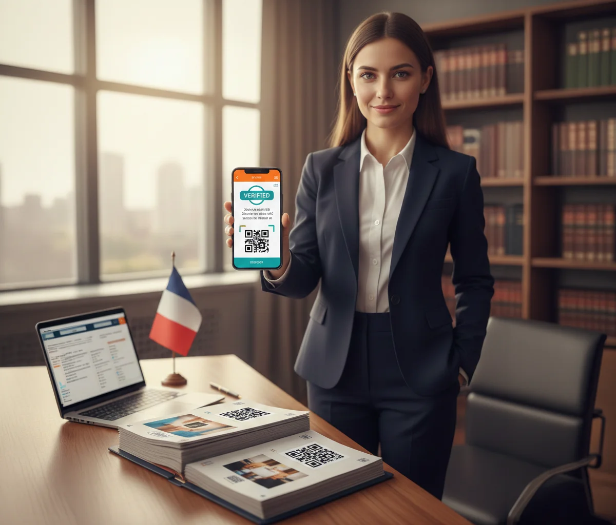 Professionnel utilisant son smartphone pour certifier une preuve sur le terrain en alternative au constat d'huissier